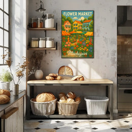 Flower Market In Michigan Poster