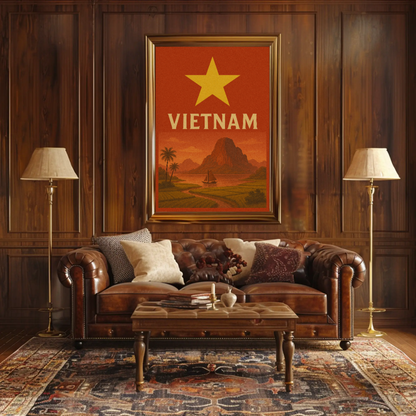 Vietnamese Serenity Travel Art: Vintage Exploration Travel Poster