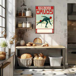 Vintage Davos Ice Skating Event Sports Poster PosterGoat