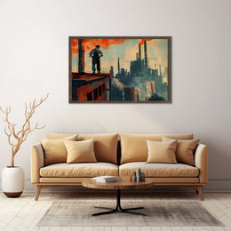 Industrial Progress: Bold Worker Factory Art Poster