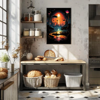 Alien Landscape At Sunset Poster