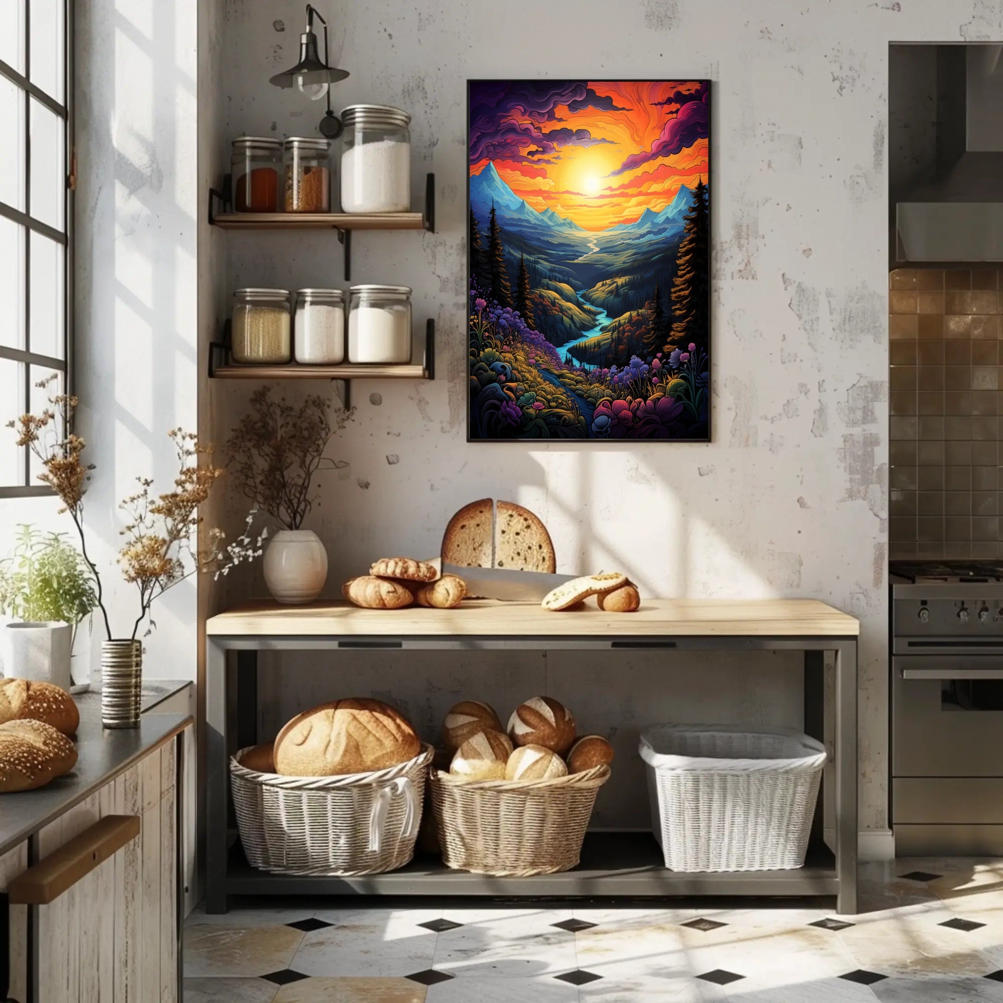 Vibrant Fantasy Landscape Sunrise Sunset National Park Poster
