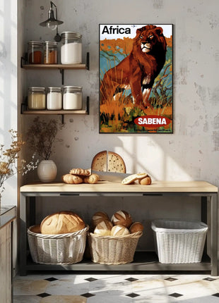 Africa Wildlife Travel Adventure Sabena Airlines Poster