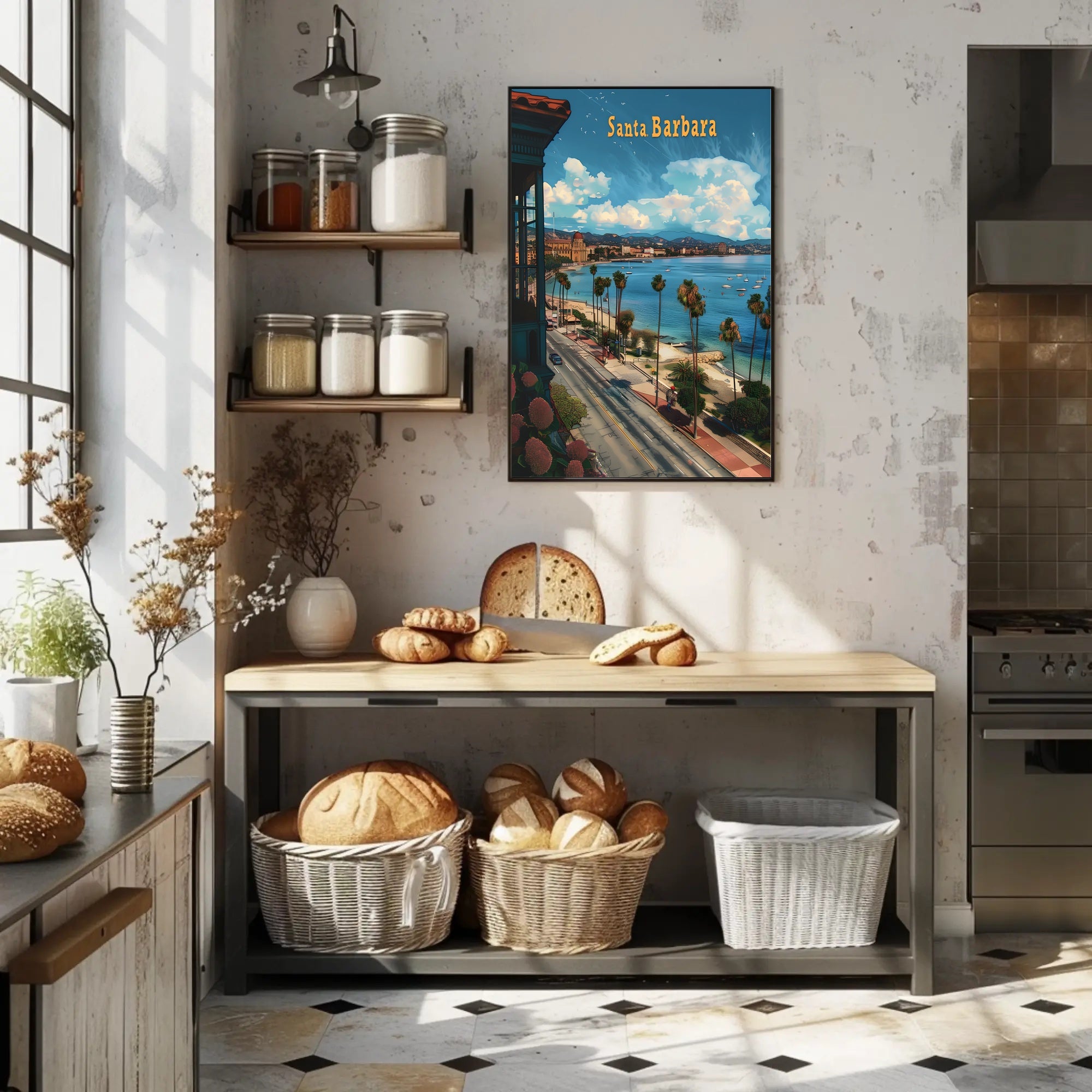 Santa Barbara Sunlit Coastal Travel Poster