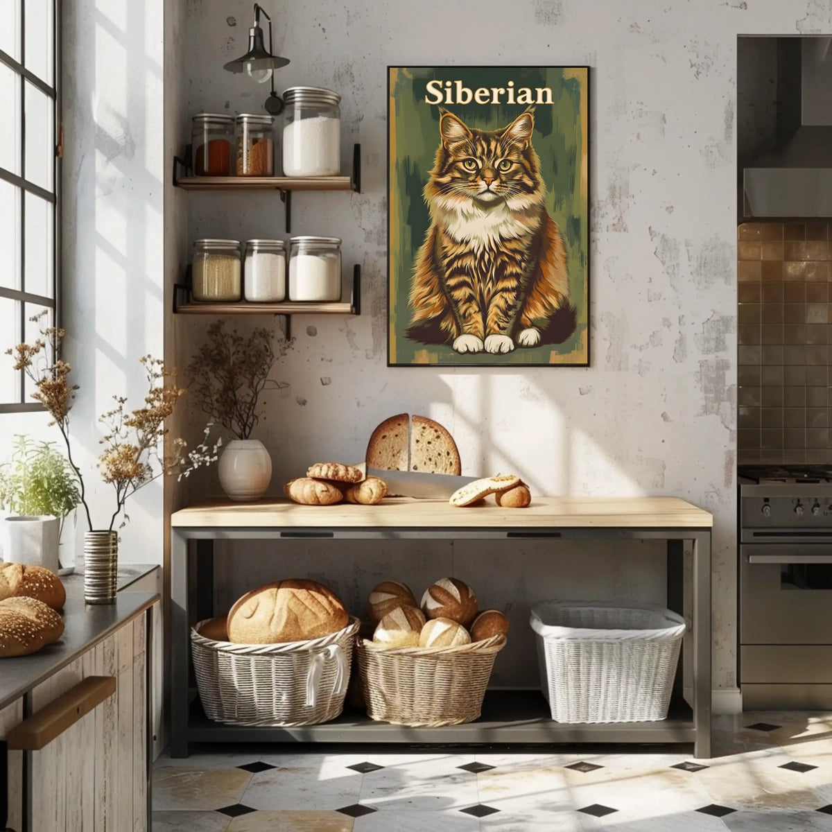 Siberian Cat Portrait Realistic Photography Poster