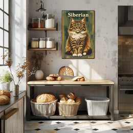 Siberian Cat Portrait Realistic Photography Poster