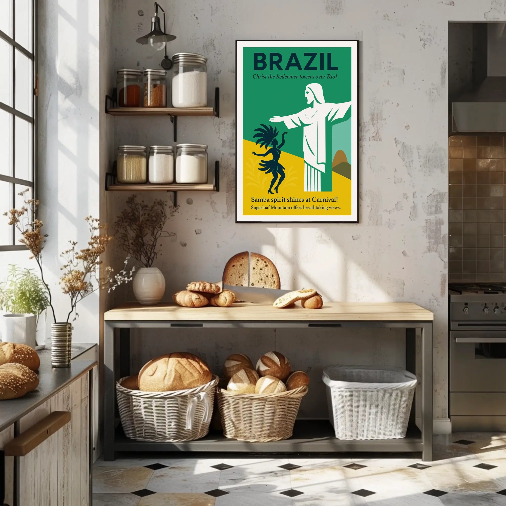 Brazil Carnival and Christ the Redeemer Poster PosterGoat