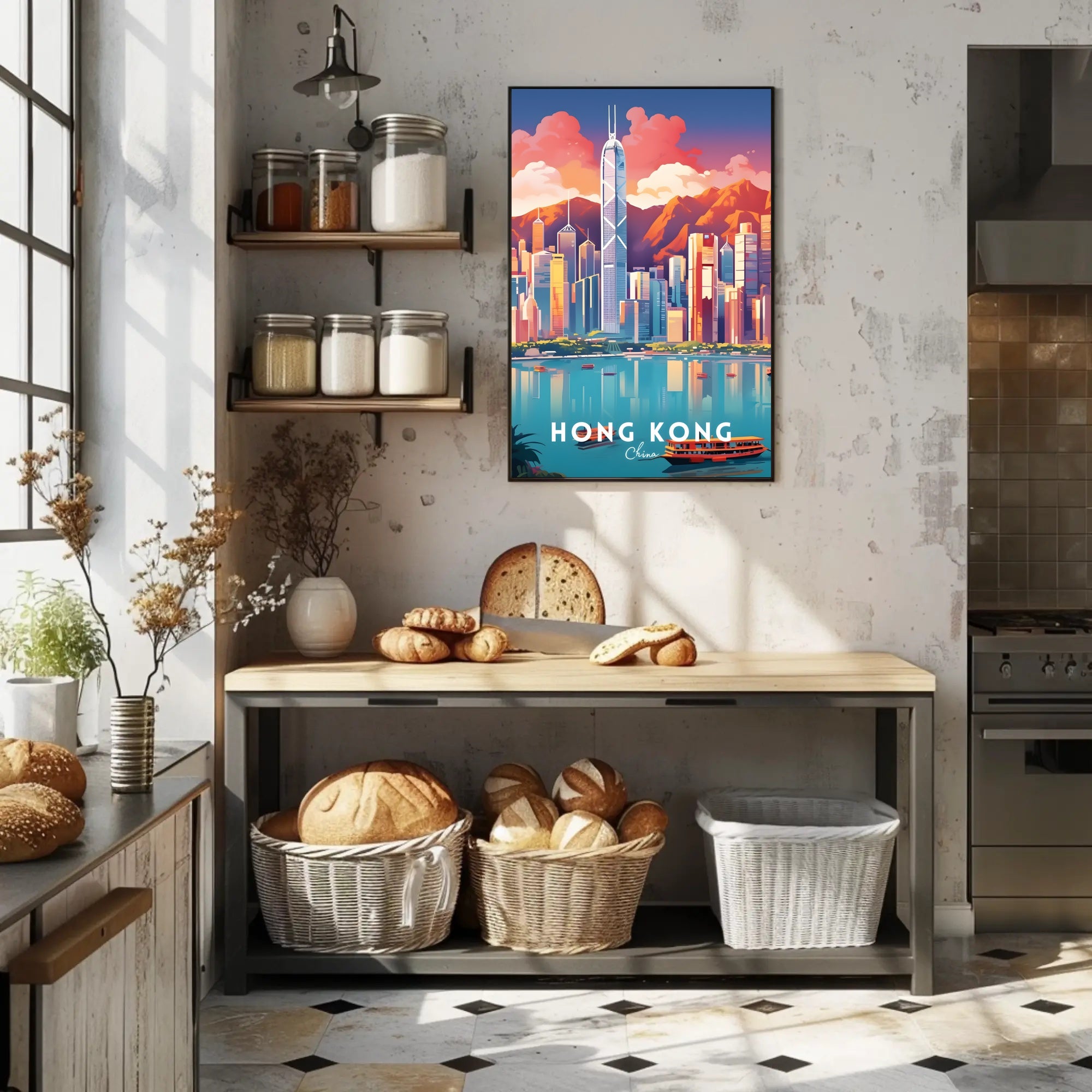 Hong Kong Skyline Vibrant Urban or Cityscape Poster