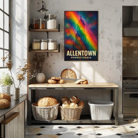 Allentown Clock Tower Vibrant Modern Art Urban Cityscape Rainbow Gradient Poster