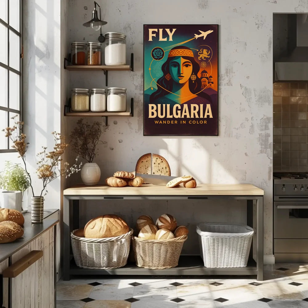 Fly Bulgaria Vintage Travel Poster PosterGoat