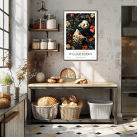 Elegant Panda Among Flowers Victorian Heritage Poster