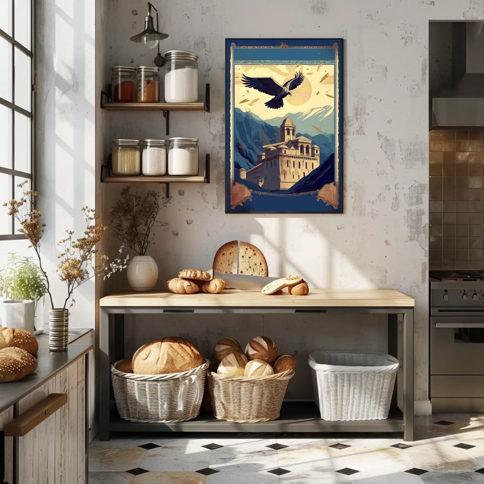 Majestic Fortress Beneath the Soaring Eagle Poster