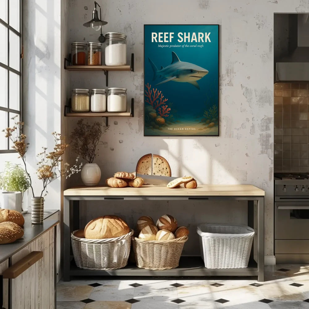 Majestic Reef Shark Photorealistic Animal Poster PosterGoat