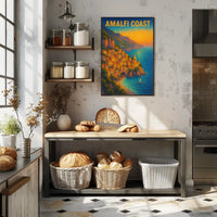 Amalfi Coast Poster 18x24 Coastal Wall Art Travel Decor