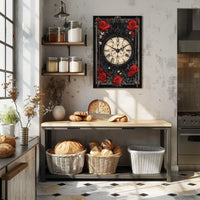 Vintage Clock with Roses in Artistic, Heritage Poster