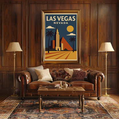 Las Vegas Nevada Geometric Retro Buildings Art Poster