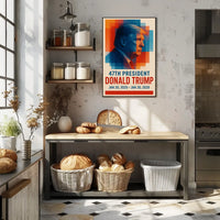Donald Trump Visionary Leadership Side Profile Geometric Red Blue Patriot Poster