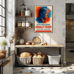 Donald Trump Visionary Leadership Side Profile Geometric Red Blue Patriot Poster