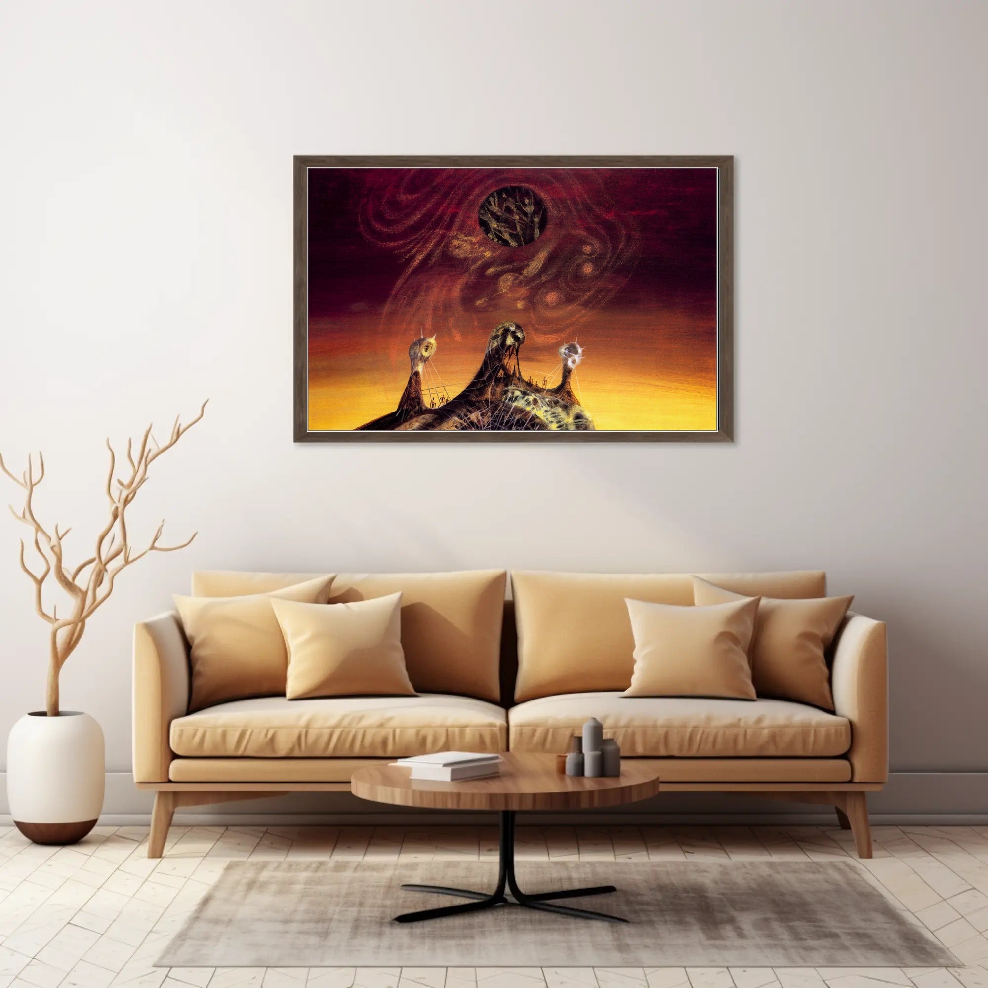 Mysterious Peaks Surreal Landscape Art Poster, Abstract Category