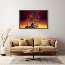 Mysterious Peaks Surreal Landscape Art Poster, Abstract Category