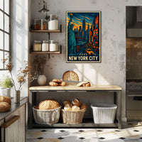 New York City Skyline Vibrant Poster Modern Wall Art