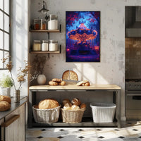 Enchanted Carousel in Autumn Night Fantasy or Mythology Poster