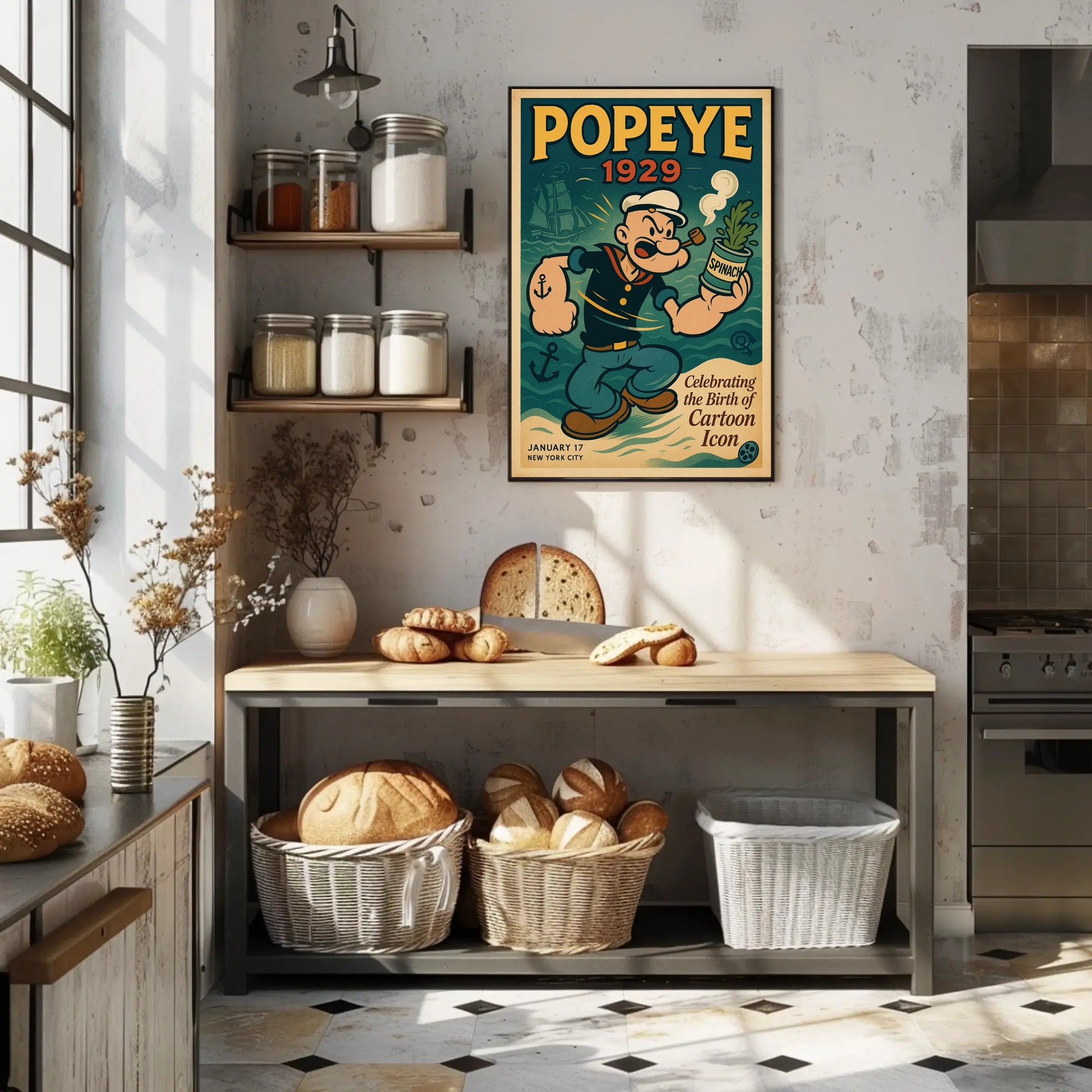 Classic Popeye Nostalgia with Vintage Nautical Theme Pop Culture Poster