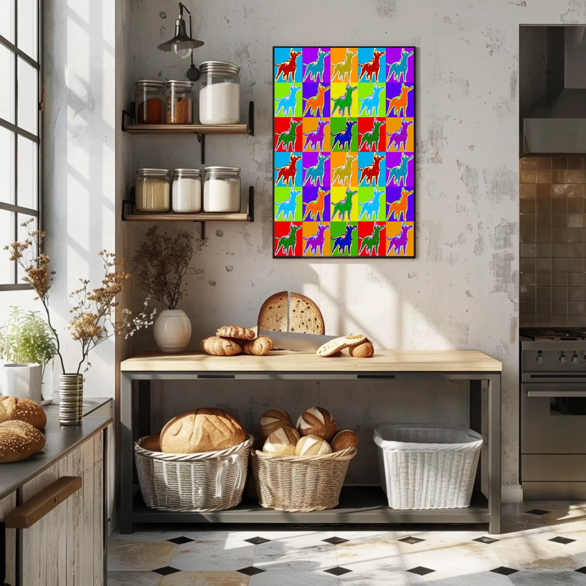 Canine Pop Art Poster Vibrant Retro Dog Wall Art