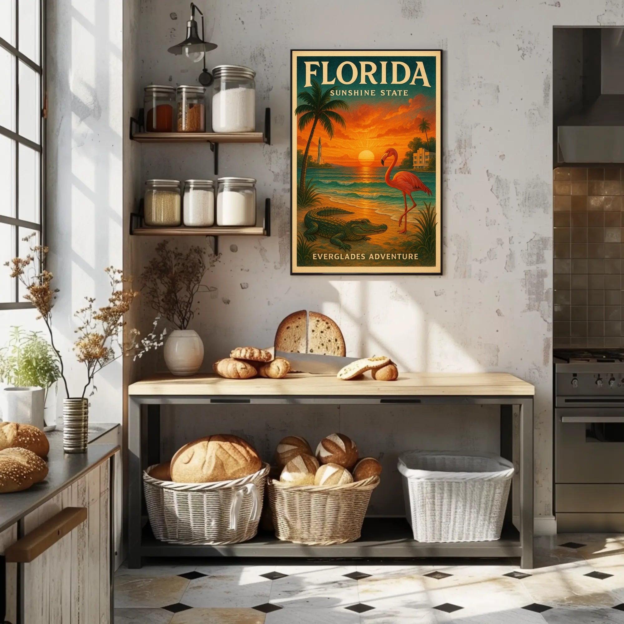 Florida Everglades Adventure Vintage Travel Poster