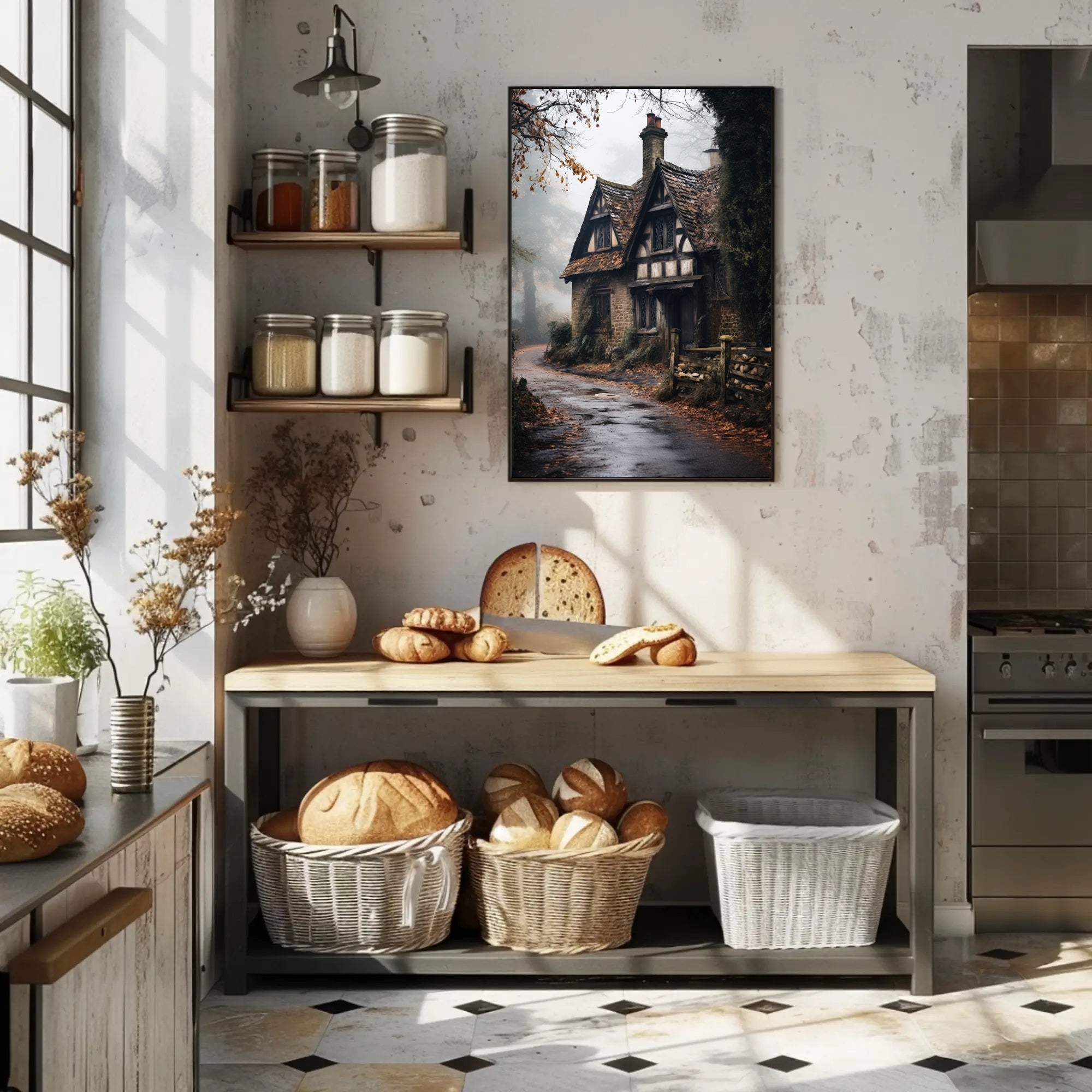 Enchanted Cottage In The Mist Poster