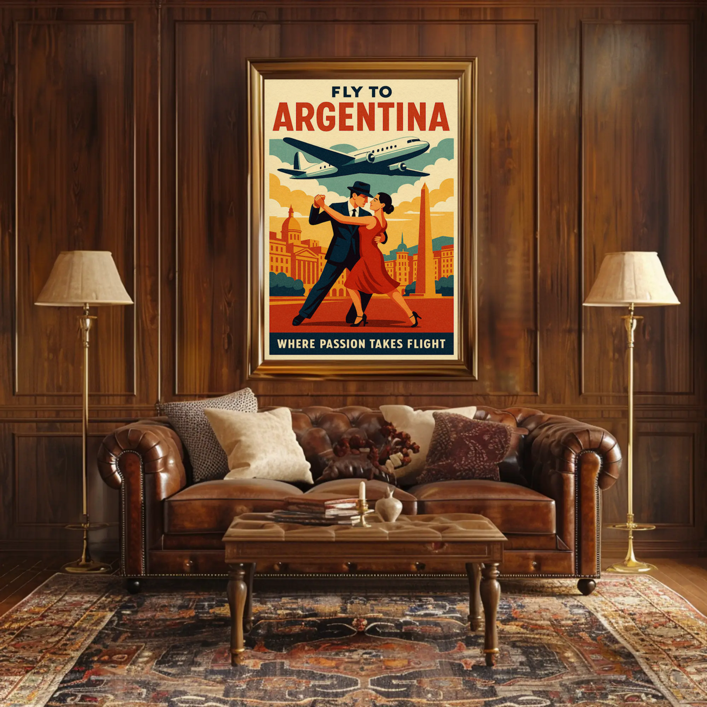 Fly To Argentina Dance And Skyline Travel Poster