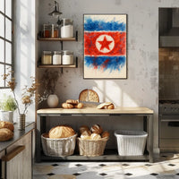 Abstract North Korean Flag Abstract Poster