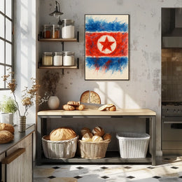 Abstract North Korean Flag Abstract Poster