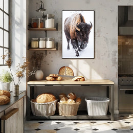 Majestic Bison in Winter Poster