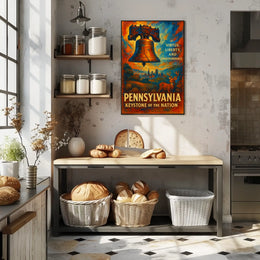 Pennsylvania Keystone of the Nation Poster Patriotic Decor