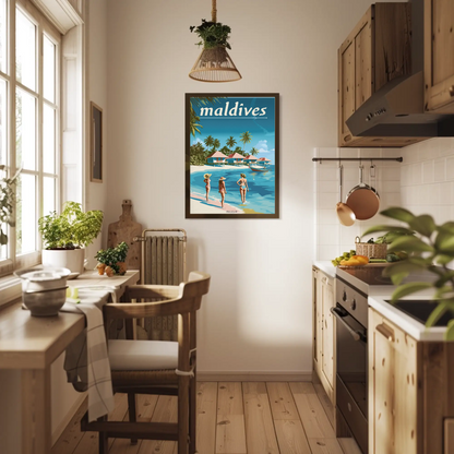 Maldives Vintage Travel Poster - Beachside Paradise