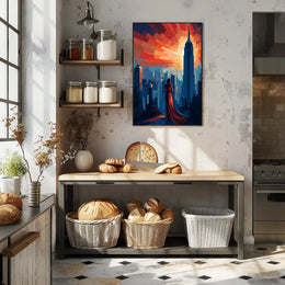 Cityscape At Sunset Poster