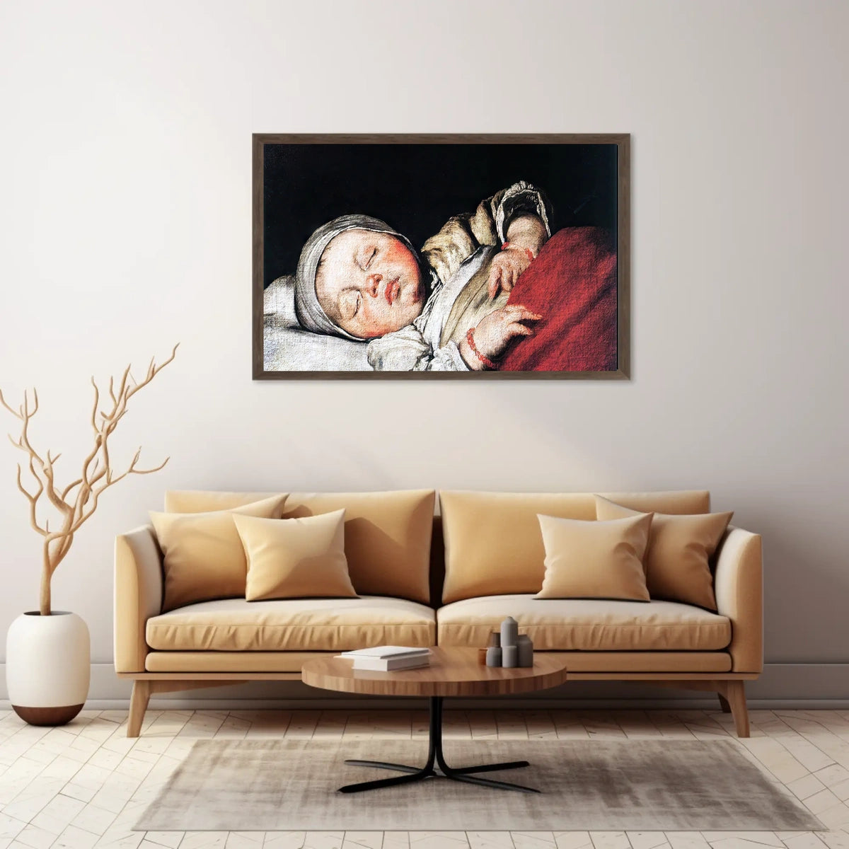 Sleeping Infant Amidst Historical Charm - Artistic Poster