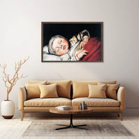 Sleeping Infant Amidst Historical Charm - Artistic Poster