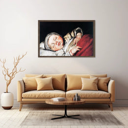 Sleeping Infant Amidst Historical Charm - Artistic Poster