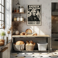 Andrew Jackson 7th President of the United States B & W Comic Sketch Poster