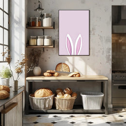 Bunny Ears Poster Minimalist Pink Nursery Wall Art