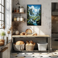 Serene Waterfall Landscape Poster