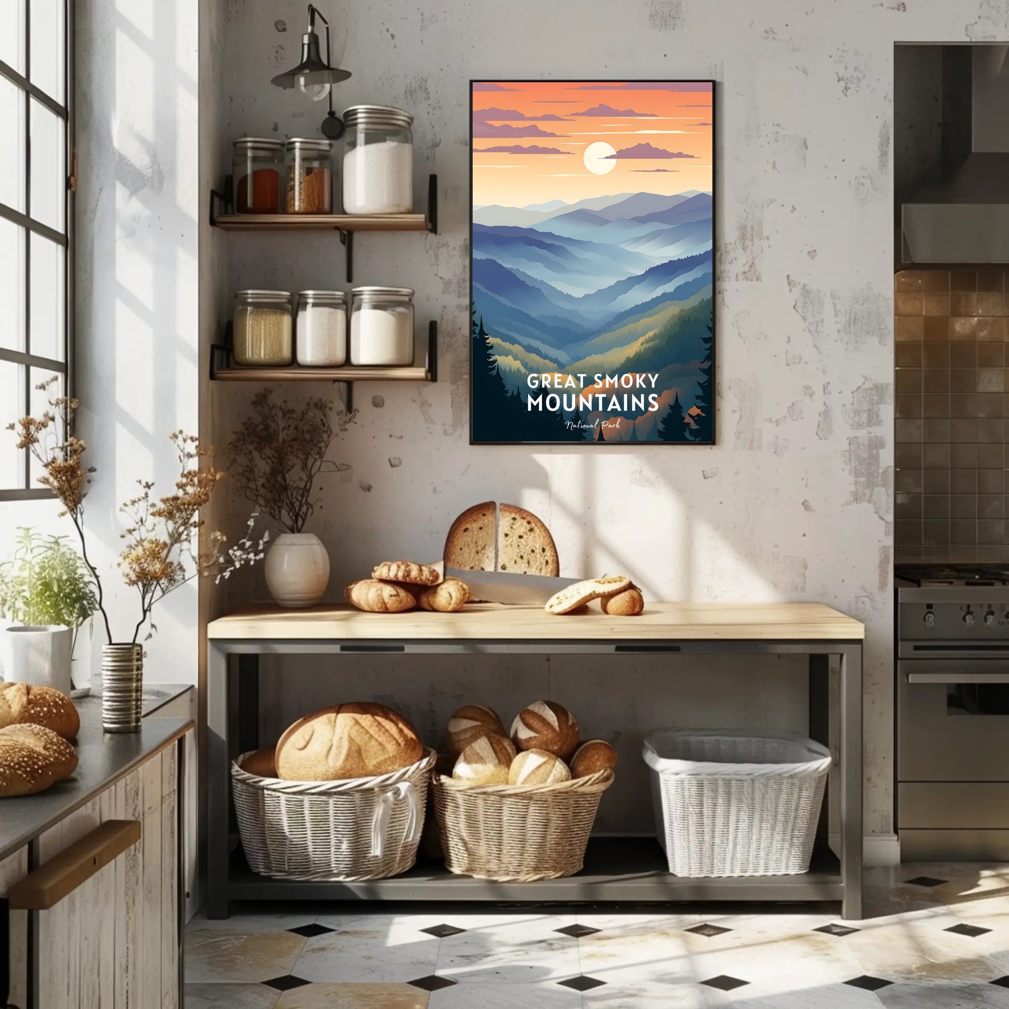 Great Smoky Mountains Landscape Poster Vintage Print