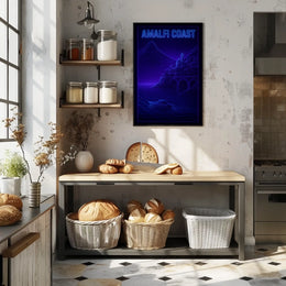Amalfi Coast Futuristic Design Poster Wall Art For Decor