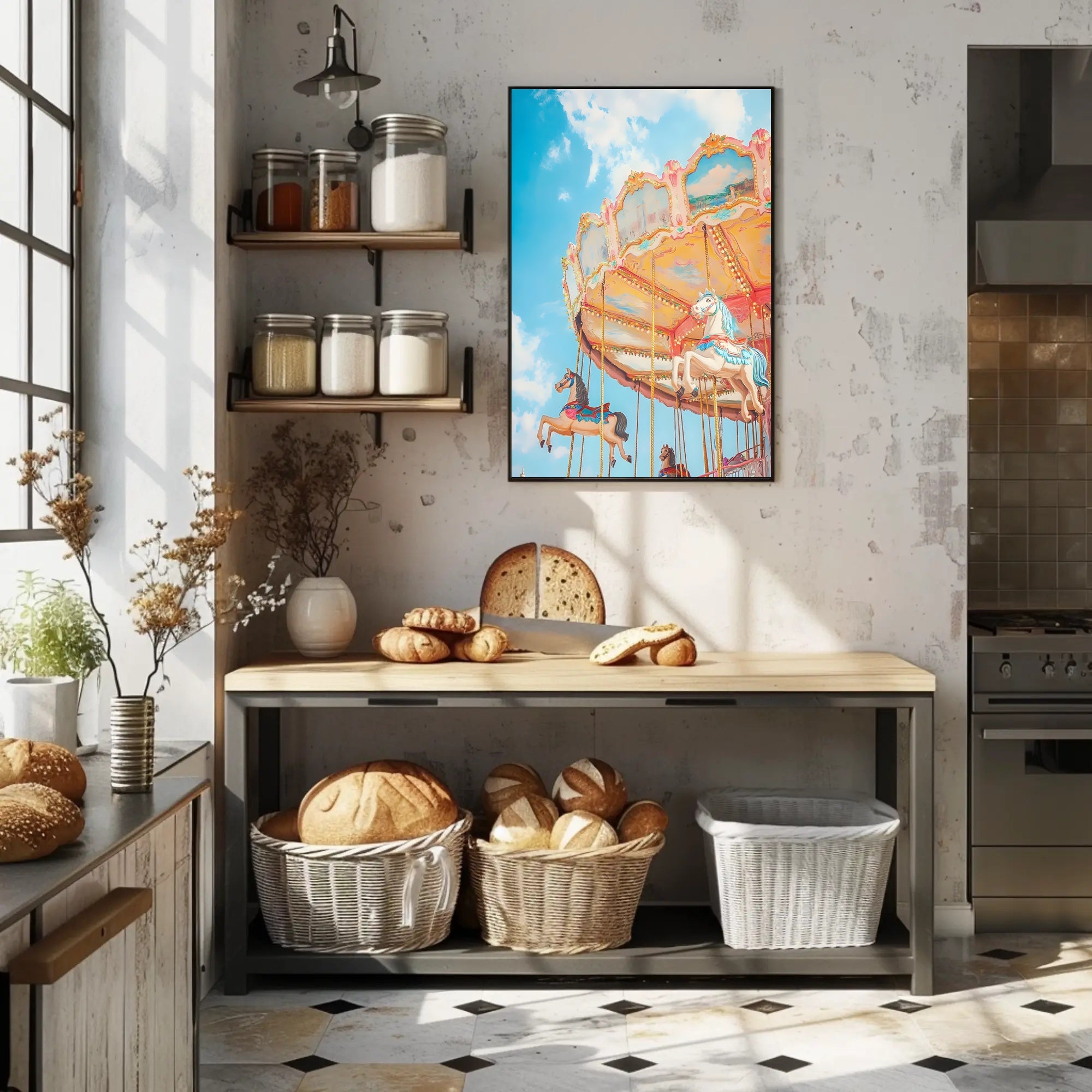 Carousel Whimsical Poster Vintage Carnival Wall Art