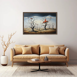 Surreal Trees and Structures: Futuristic Sci-Fi Poster