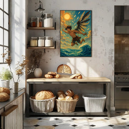 Icarus Inspired Myth Art in Vintage Painterly Style Poster
