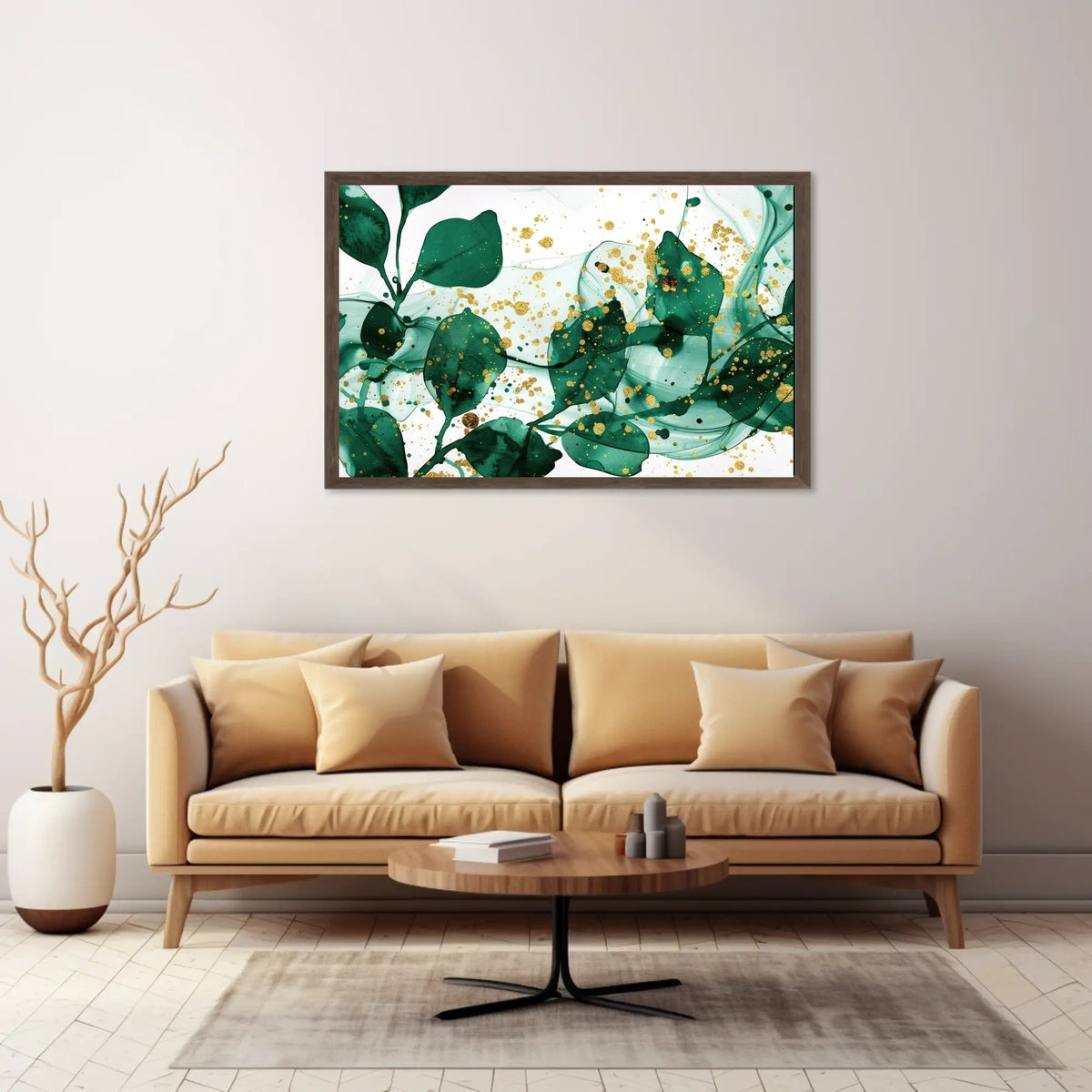 Abstract Elegance in Green and Gold Poster