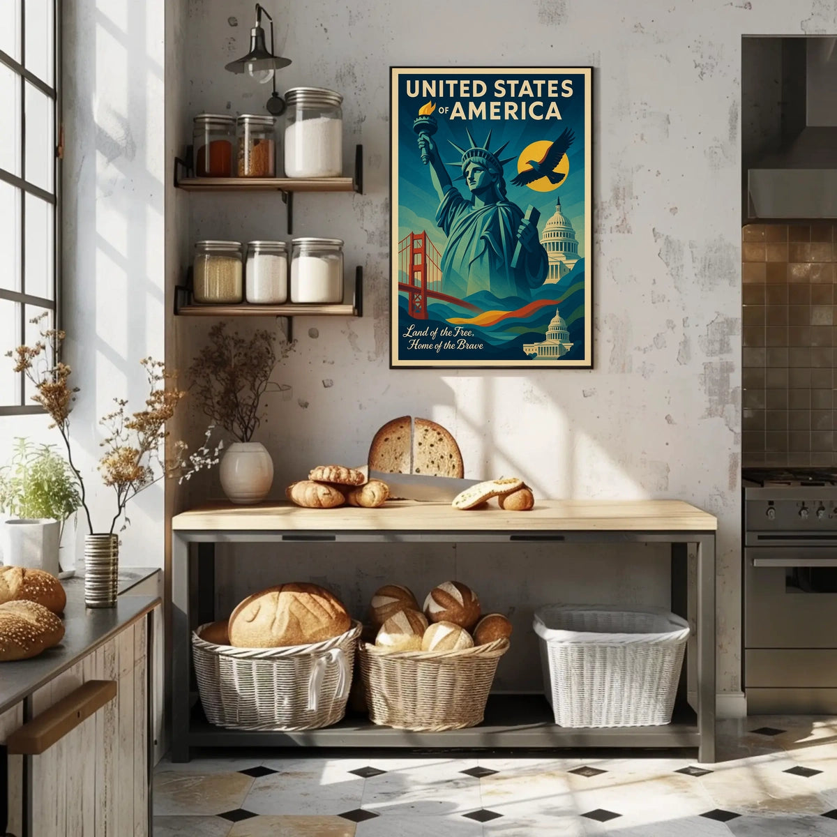 Patriotic American Freedom Vintage Artistic Poster